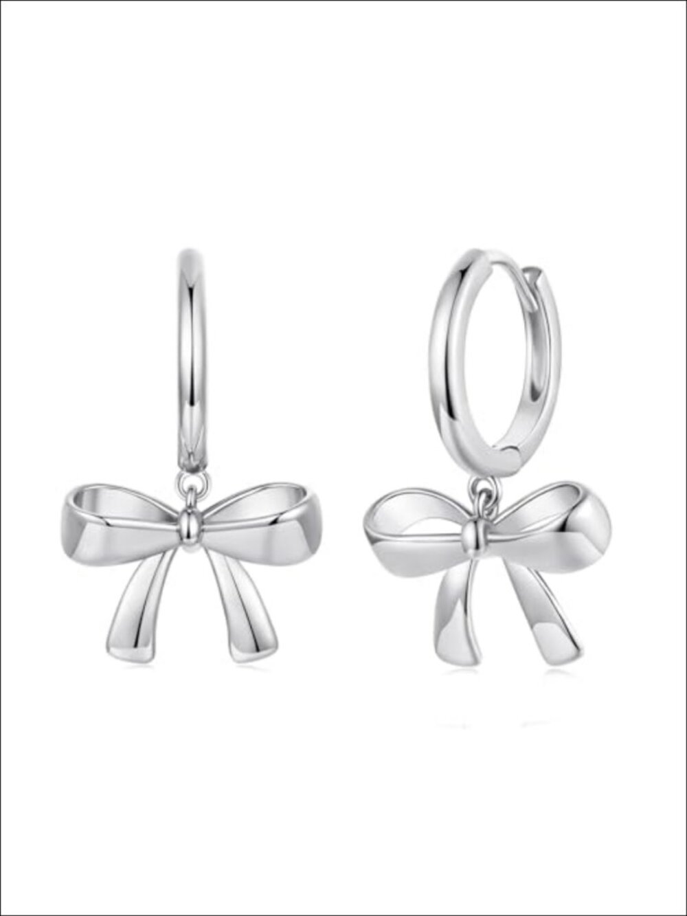 925 Sterling Silver Bow Hoop Drop Earrings Hypoallergenic Women Jewelry